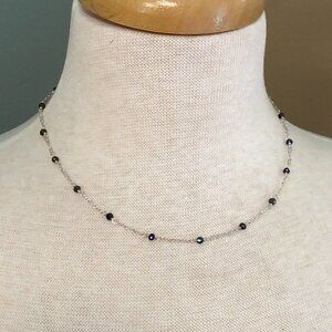 Delicate Sterling 925 Chain and Gemstone Necklace, 16-18" Adjustable NWT